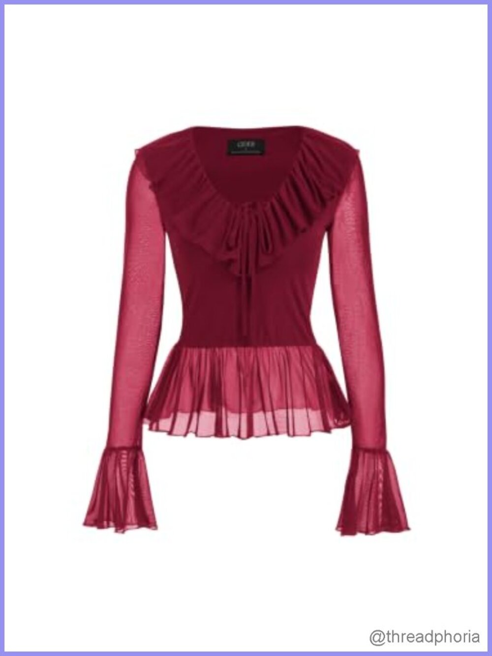 Women's Lace Crop Top Long Sleeve Ruffle Hem Boho Babydoll Shirt